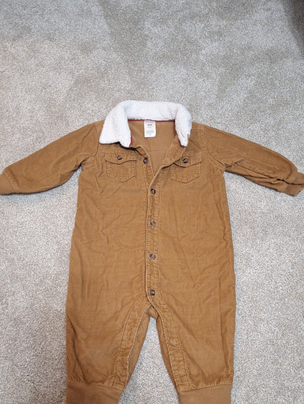 Carter's Brown Corduroy Sherpa-Trim One-Piece